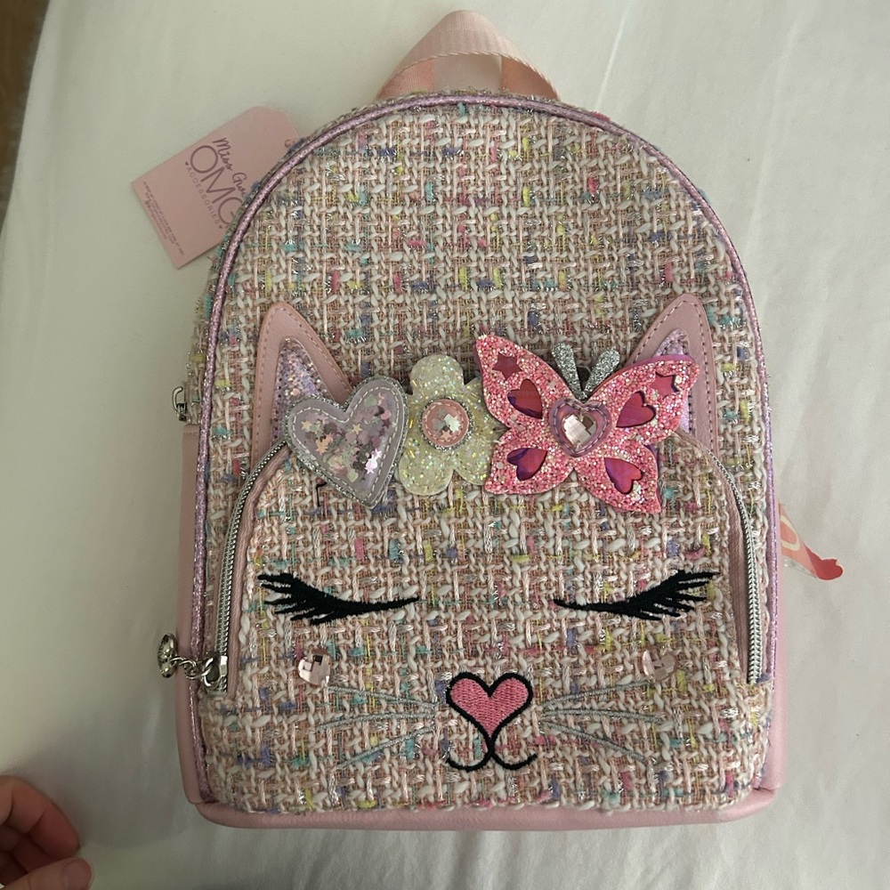 NWT Pink Cat tweed Kids mini Backpack